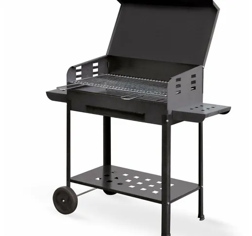  - Barbecue a Carbone Carbonella 60x40cm con Griglia Regolabile su 3 Livelli