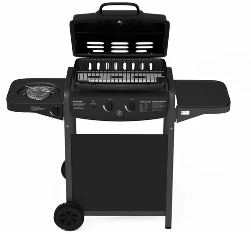 Bricozone - Barbecue a Gas Con Fuoco Bruciatore Laterale bbq Con Coperchio Termometro Grig...