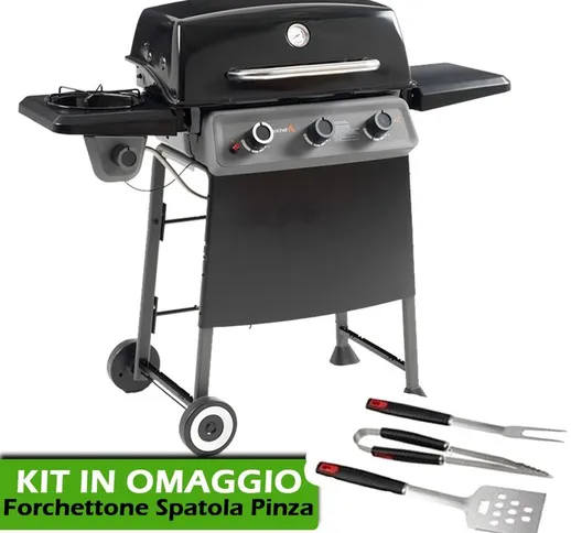 Barbecue a Gas con Sistema di Cottura Australiano Sochef Diablo X G32013 + OMAGGIO KIT BBQ