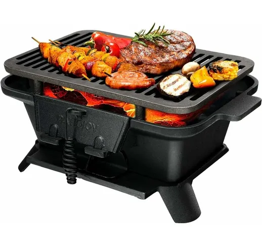 Barbecue Griglia a Carbone, Grill Barbecue Carbone Portatile, BBQ Grill in Ghisa, Ideale p...