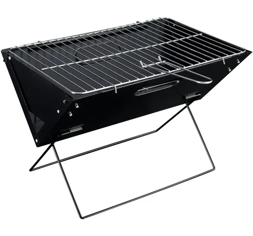 Barbecue pieghevolein Acciaio a forma di valigia Barbecue Trasportabile Camping Nero