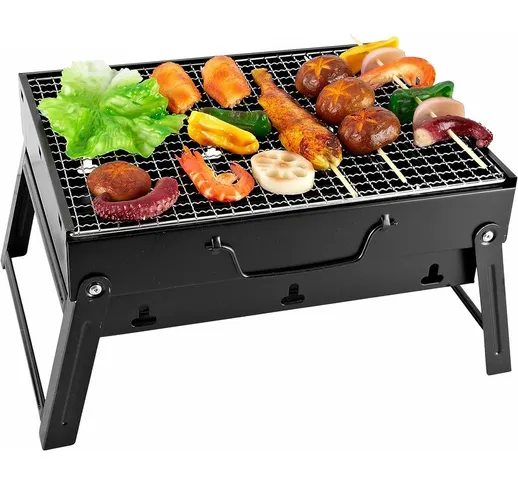 Barbecue portatile Mini Carbone pieghevole Bbq Bbq Grill Tavolo rimovibile Barbecue 35 x 2...