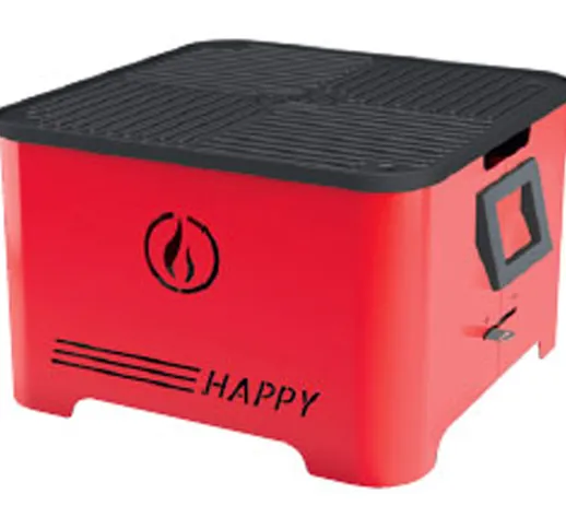 Barbecue portatile rosso a pellet Happy 35x35x23 cm - Lineavz