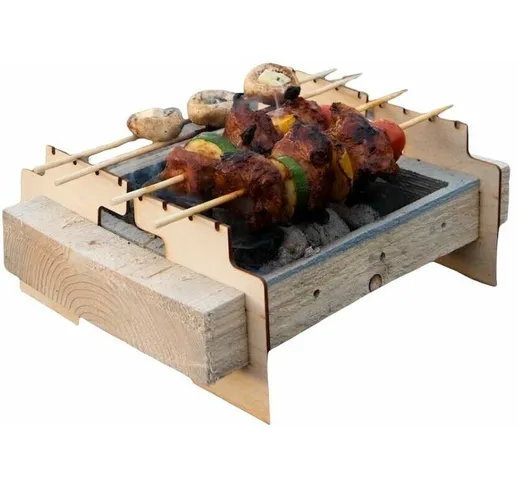 Partenopea - Barbecue usa e getta legno con carbonelle ecologico biodegradabile pronto 5 m...