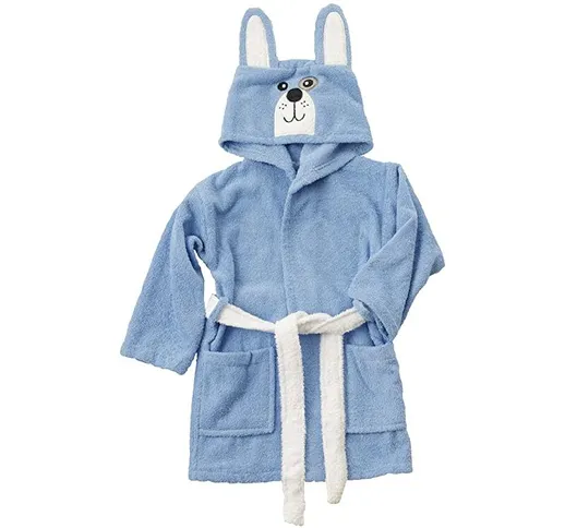 Accappatoio da Bambino e Bambina con Cappuccio, 100% Cotone, con Tasche, 4-6 Anni, Cane… -...