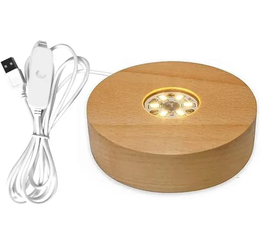  - Base per lampada in legno massello, espositore girevole, accessorio ricaricabile, con t...