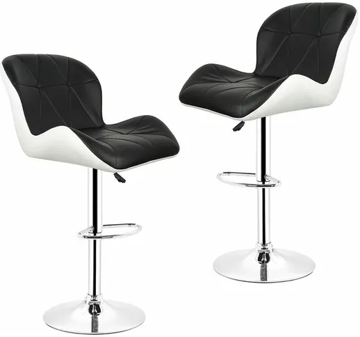 ®Sgabelli bar,Sgabello da bar,sedia da bar con vasca europea x 2,bianco e nero,regolabile...