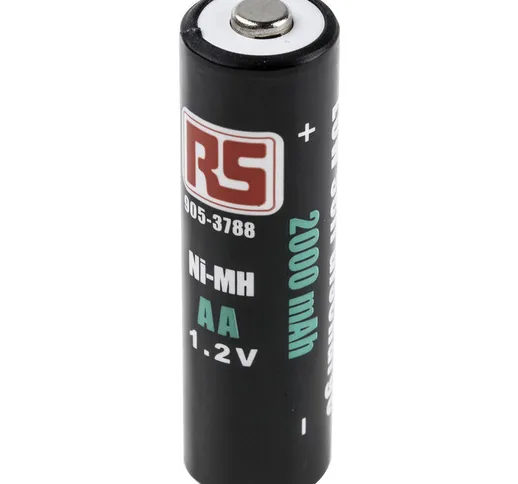 Batterie aa ricaricabili Rs Pro 1.2V, 2Ah, NiMH, terminale Standard (Confezione da 4)