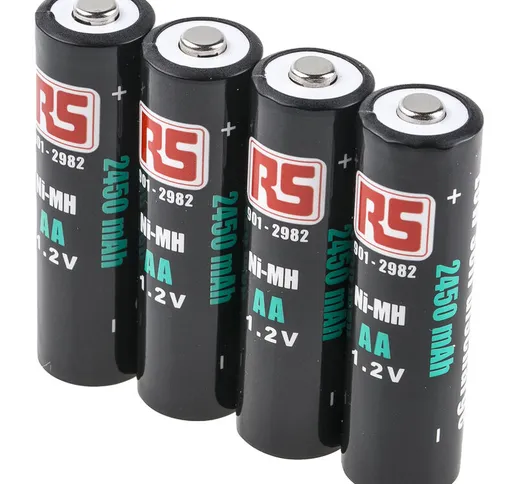 Batterie AA ricaricabili , 1.2V, 2.45Ah, NiMH, terminale Standard (Confezione da 4)