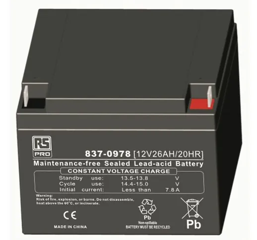 Batteria al piombo sigillata , 12V, 26Ah, 166 x 175 x 125mm, -15 → +50°C