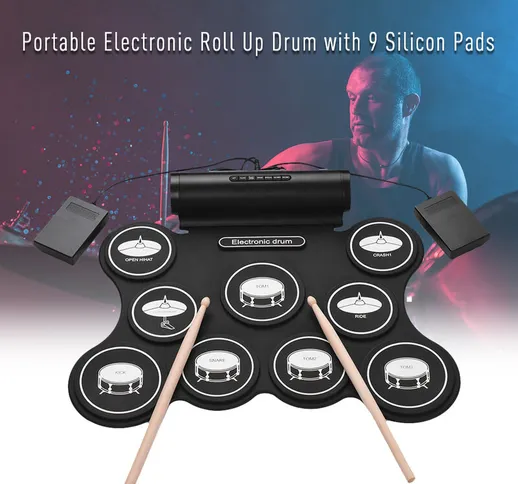 Batteria elettronica portatile stereo digitale avvolgibile 9 pad batteria in silicone Supp...