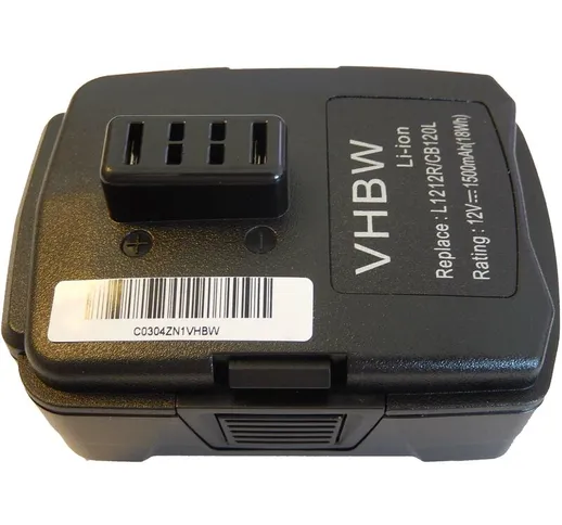 Batteria vhbw Li-Ion 1500mAh per utensili elettronici Ryobi BID-1201, CAH120LK, CD100, CK2...