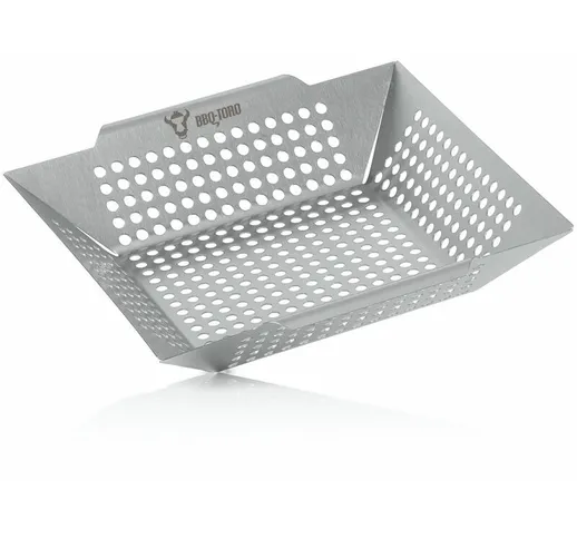 Cestello per grigliare in acciaio inox 30 x 30 x 5,5 cm Padella per grigliare a gas, padel...