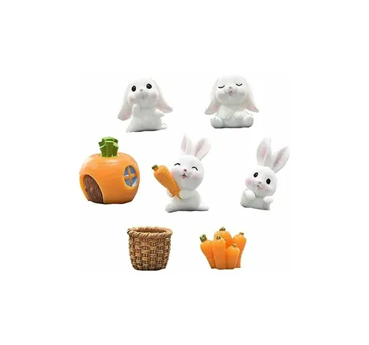 Qersta - Bella bambola di coniglio, figure di coniglio in 7 pezzi, simpatici conigli, orna...
