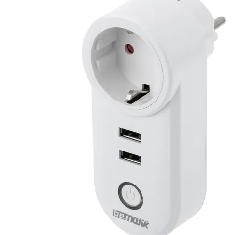 BeMatik - Smart Plug 16A 3680W WiFi Bianco con due porte USB compatibili con Google Home,...