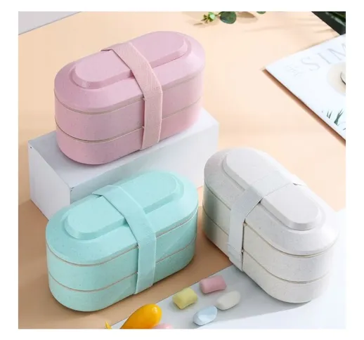 Bento Box, Bento Box Doppia per bambini Bento Box Scatola di stoccaggio per bambini Cucchi...