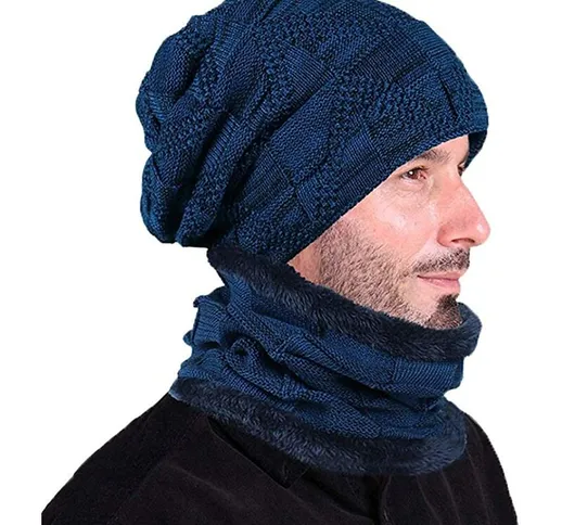 Berretto invernale, berretto lavorato a maglia caldo in velluto da uomo all'aperto Paraore...
