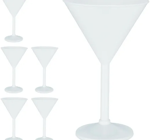 Relaxdays Bicchieri in Plastica da Martini, Set da 6, Infrangibili, Riutilizzabili, Senza...