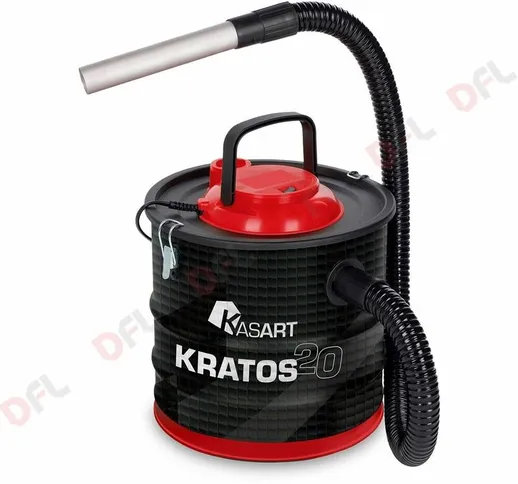 Bidone Aspiracenere KRATOS 20 Litri Motore 1200 Watt. per Stufa Camino Barbecue