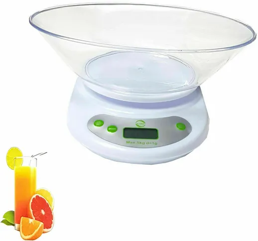 R&g - bilancia digitale lcd piatto vassoio da cucina elettronica liquidi 5 kg tara B01