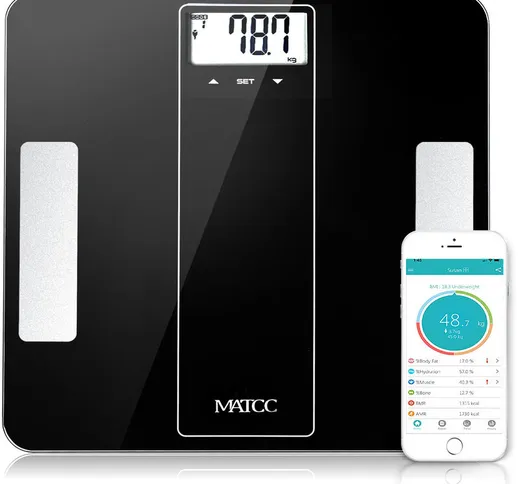 Bilancia in vetro bluetooth da bagno per pesare il monitor del grasso corporeo BMI per IOS