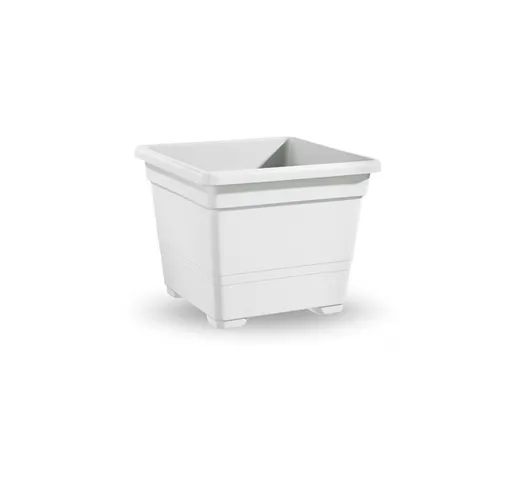 Vaso da giardino quadrato in plastica 38 cm bianco - Bianco