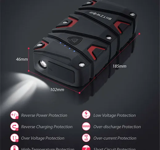 BlitzWolf BW-JS1 Avviatore portatile per auto 12000mAh 800A Batteria di backup Booster Ban...