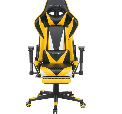 BlitzWolf Gaming Chair Office Gamer Poltrona ergonomica inclinabile a 180 ° Poggiapiedi re...