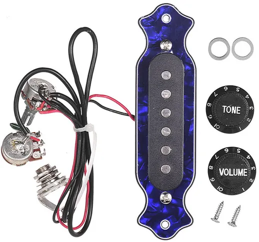 Blue Pearl Shell Pickup magnetico a 6 corde con foro sonoro con controller del volume del...