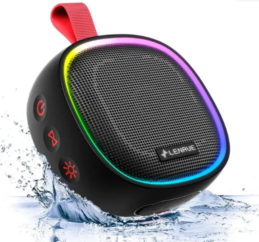 Bluetooth Speaker with rgb Light, IPX7 Waterproof Portable Shower Speaker, True Stereo Wir...