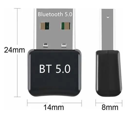 Bluetooth USB Dongle Mini USB Bluetooth 5.0 Dongle Adapter con Plug and Play a basso consu...