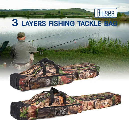 Blusea 120 cm/150 cm 3 strati borsa da pesca portatile pieghevole canna da pesca mulinello...