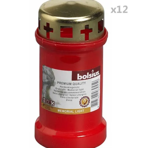 Bolsius 12 Pz Candele Commemorative con Tappo Rosse 103620188041 - Rosso