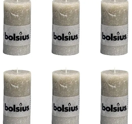 Bolsius Candela a Pilastro Rustica 130 x 68 mm 6 pz Ardesia - Grigio