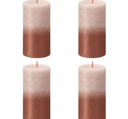 Candele Pilastro Rustiche Sunset 4 pz 130x68 mm Rosa e Ambra Bolsius Multicolore