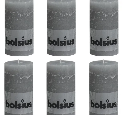 Candele Rustiche Moccoli 6 pz 130x68 mm Grigio Chiaro - Grigio - Bolsius