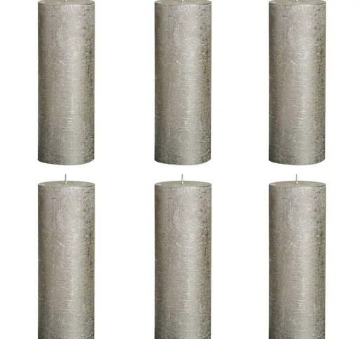 Candele Rustiche Moccoli 6 pz 190x68 mm Champagne - Grigio - Bolsius