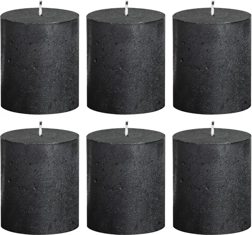 Candele Rustiche Moccoli 6 pz 80x60 mm Antracite - Grigio - Bolsius