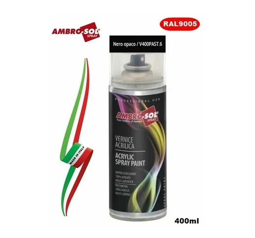 Ambro-sol - bomboletta smalto acrilico spray nero opaco 9005 400 ml italy