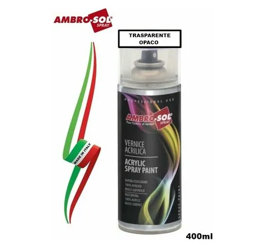 Ambro-sol - bomboletta smalto acrilico spray trasparente opaco 400ml italy