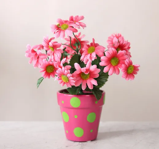 Bonsai artificiale Chrysanthemum, simulazione idilliaca Marguerite, pianta in vaso in vaso...