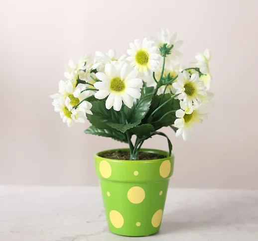 Bonsai artificiale Chrysanthemum, simulazione idilliaca Marguerite, pianta in vaso in vaso...
