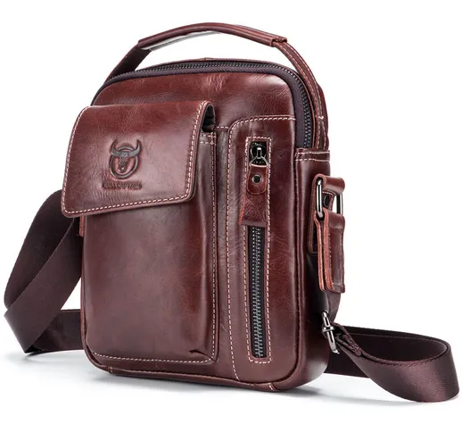 Borsa a tracolla in pelle vintage da uomo Borsa a tracolla casual da viaggio per sport all...