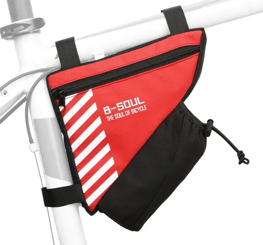 B-soul - Borsa a triangolo per bicicletta con tasca per borraccia Borsa per telaio da cicl...