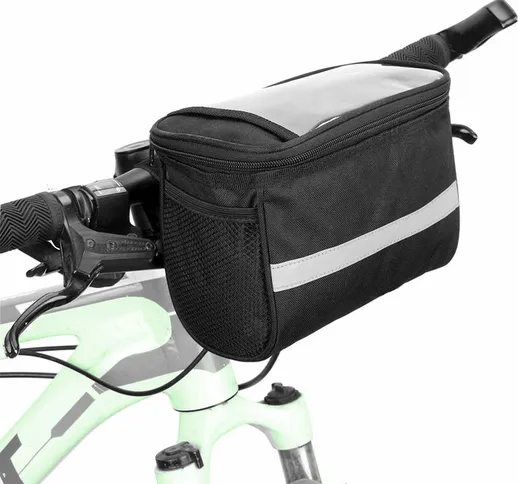 Borsa da manubrio per bicicletta - impermeabile - borsa termica con strisce riflettenti -...