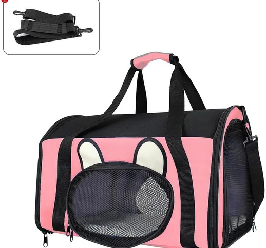 Borsa per Cani e Gatti, Borsa per Trasportare gli Animali, 50 x 31 x 29 cm, Rosa, Material...