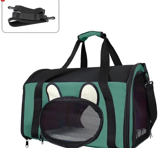 Borsa per Cani e Gatti, Borsa per Trasportare gli Animali, 50 x 31 x 29 cm, Verde, Materia...