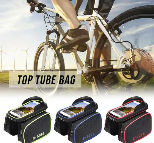 Borsa per telefono a tubo superiore per bicicletta Borsa per telaio anteriore per biciclet...