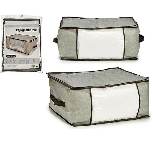 Bigbuy Home - Borsa Portaoggetti Grigio Stoffa (45 x 30 x 20 cm)