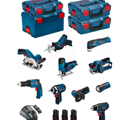 BOSCH Kit 12V BMK10-28CD3 (GSR12V-15+GTB12V-11+GDR12V-105+GWS12V-76+GST12V-70+GKS12V-26+GO...